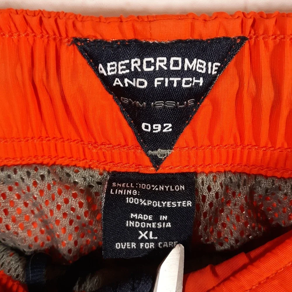 Vintage Abercrombie & Fitch Gym Issue 092 Pants Mens XL Orange Baggy Mesh Lined